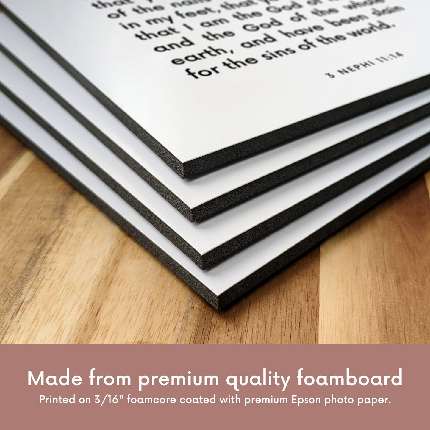 Closeup of scripture tile material for 3 Nephi 11:14 - "I am the God of Israel, and the God of the whole earth"