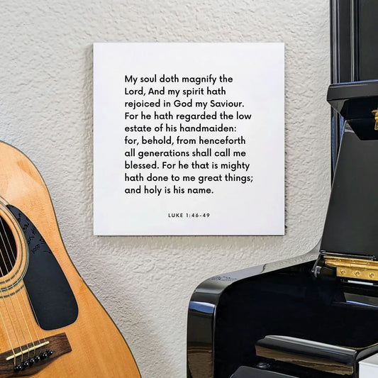 Music mouting of the scripture tile for Luke 1:46-49 - "My soul doth magnify the Lord"