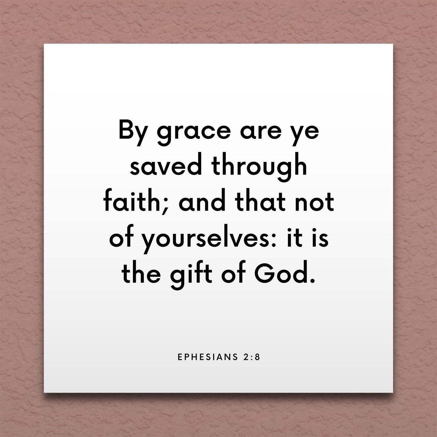 Wall-mounted scripture tile for Ephesians 2:8 - "By grace are ye saved through faith"
