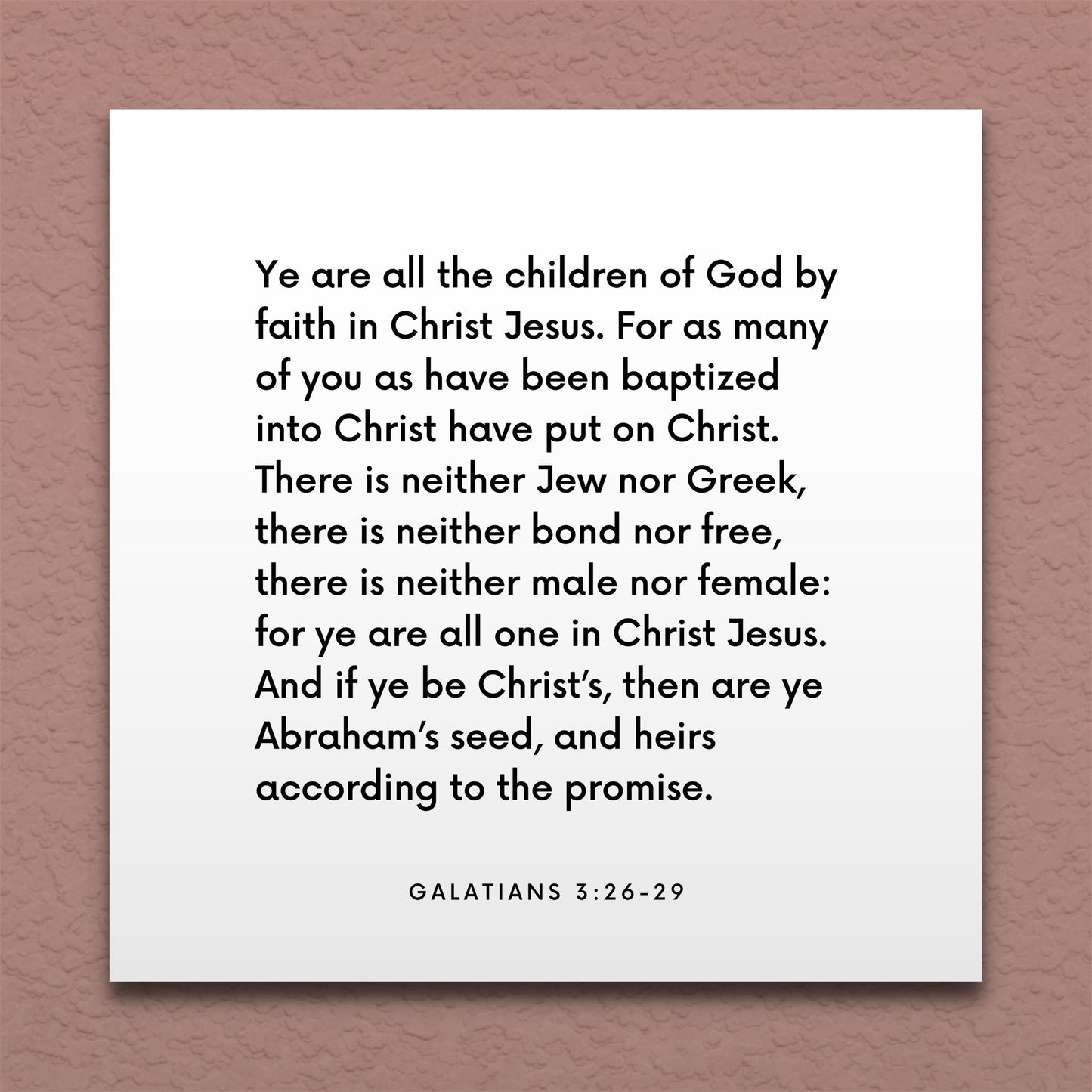 Wall-mounted scripture tile for Galatians 3:26-29 - "Ye are all one in Christ Jesus"