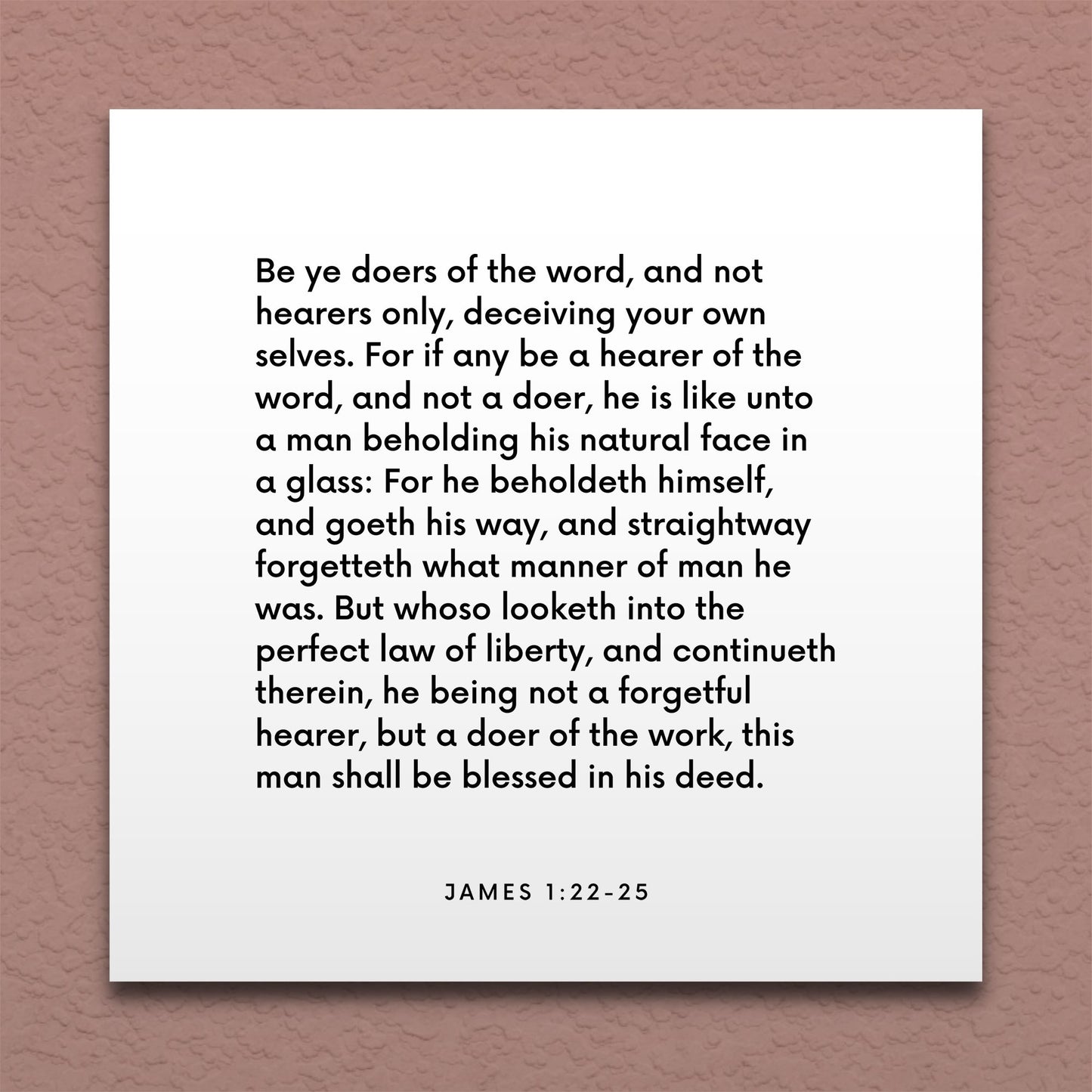 Wall-mounted scripture tile for James 1:22-25 - "If any be a hearer of the word, and not a doer"
