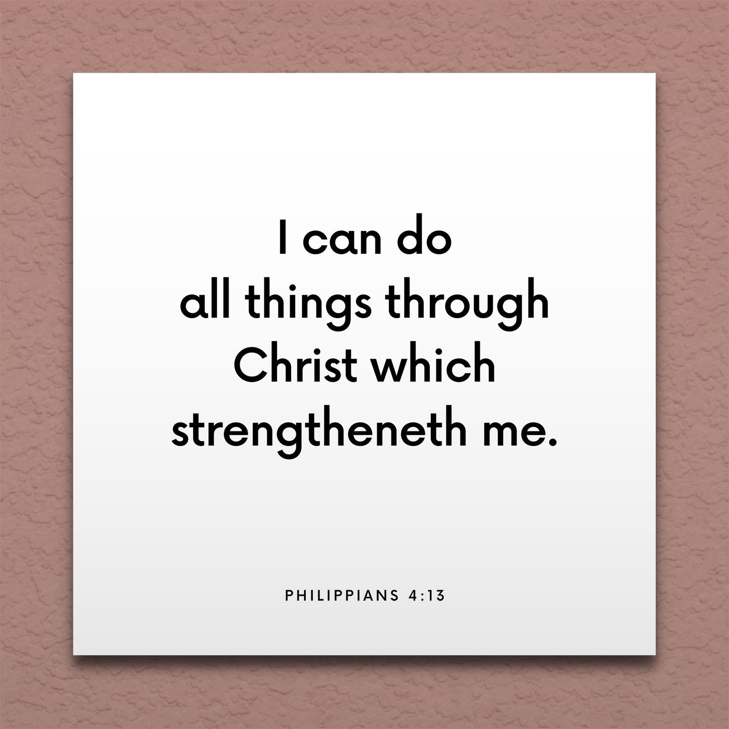 Wall-mounted scripture tile for Philippians 4:13 - "I can do all things through Christ which strengtheneth me"