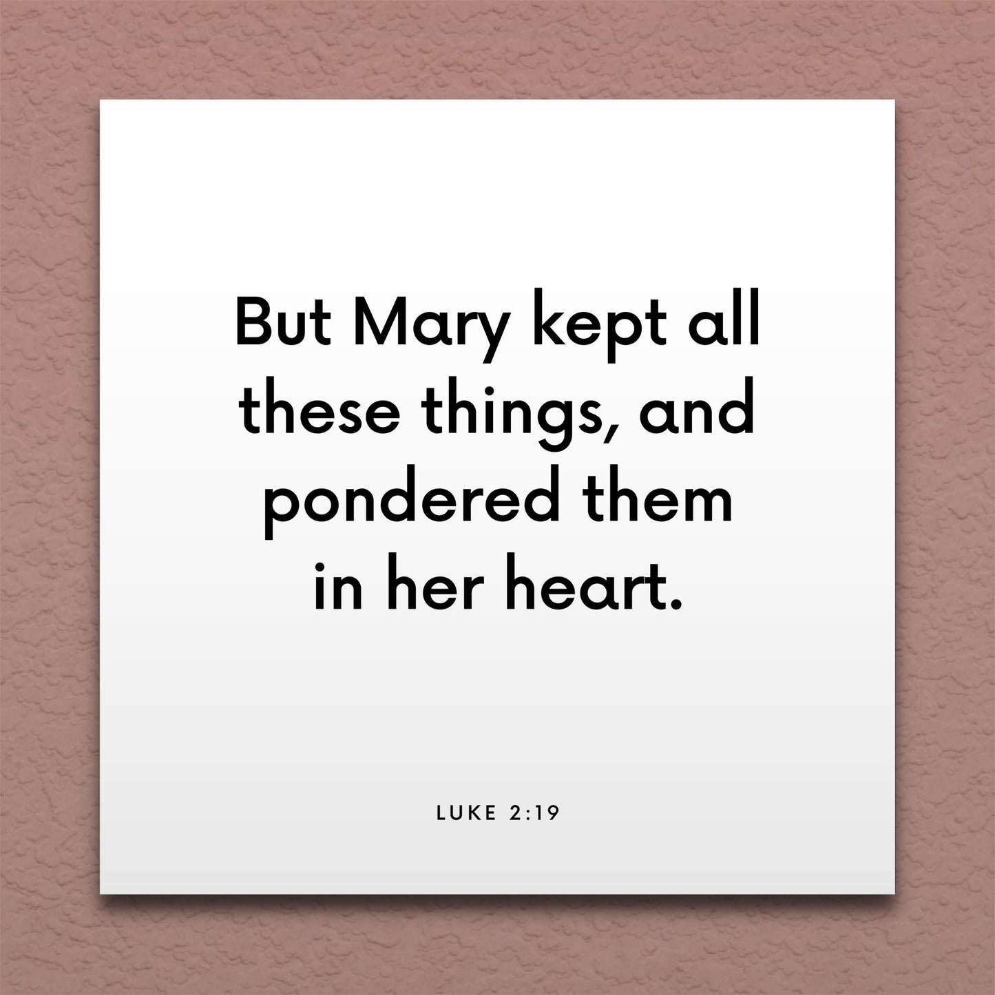 Wall-mounted scripture tile for Luke 2:19 - "Mary kept all these things, and pondered them in her heart"