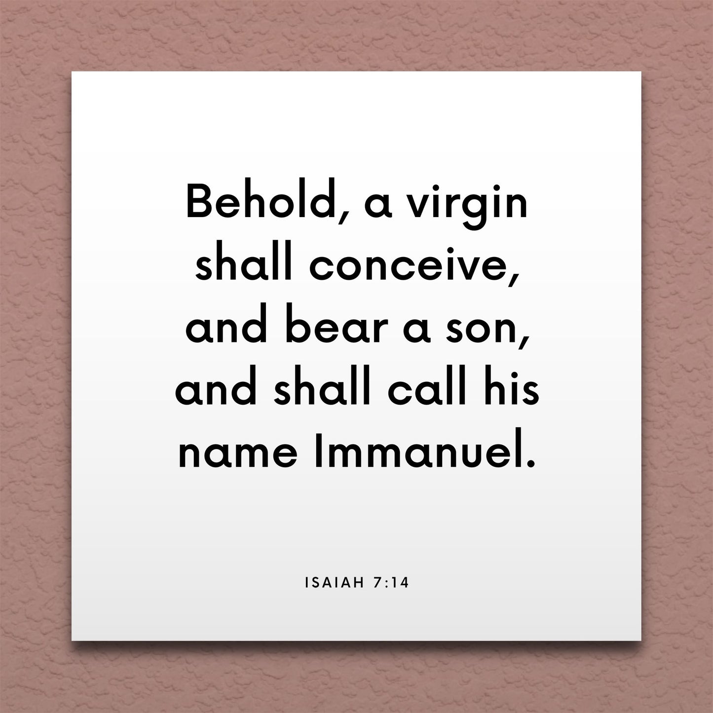 Wall-mounted scripture tile for Isaiah 7:14 - "Behold, a virgin shall conceive, and bear a son"