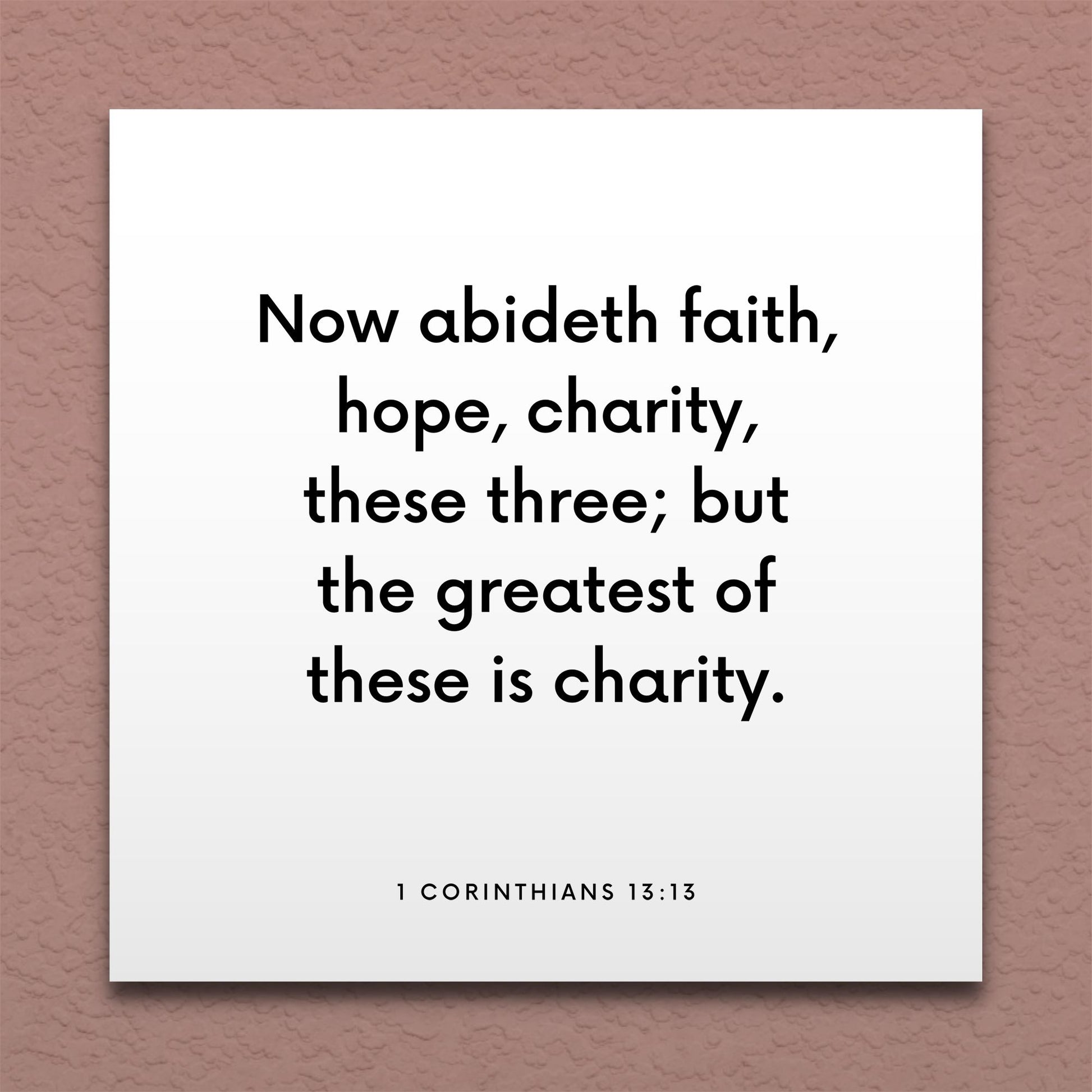 Wall-mounted scripture tile for 1 Corinthians 13:13 - "The greatest of these is charity"