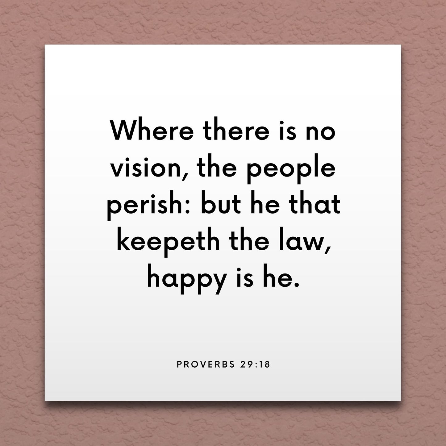 Wall-mounted scripture tile for Proverbs 29:18 - "Where there is no vision, the people perish"