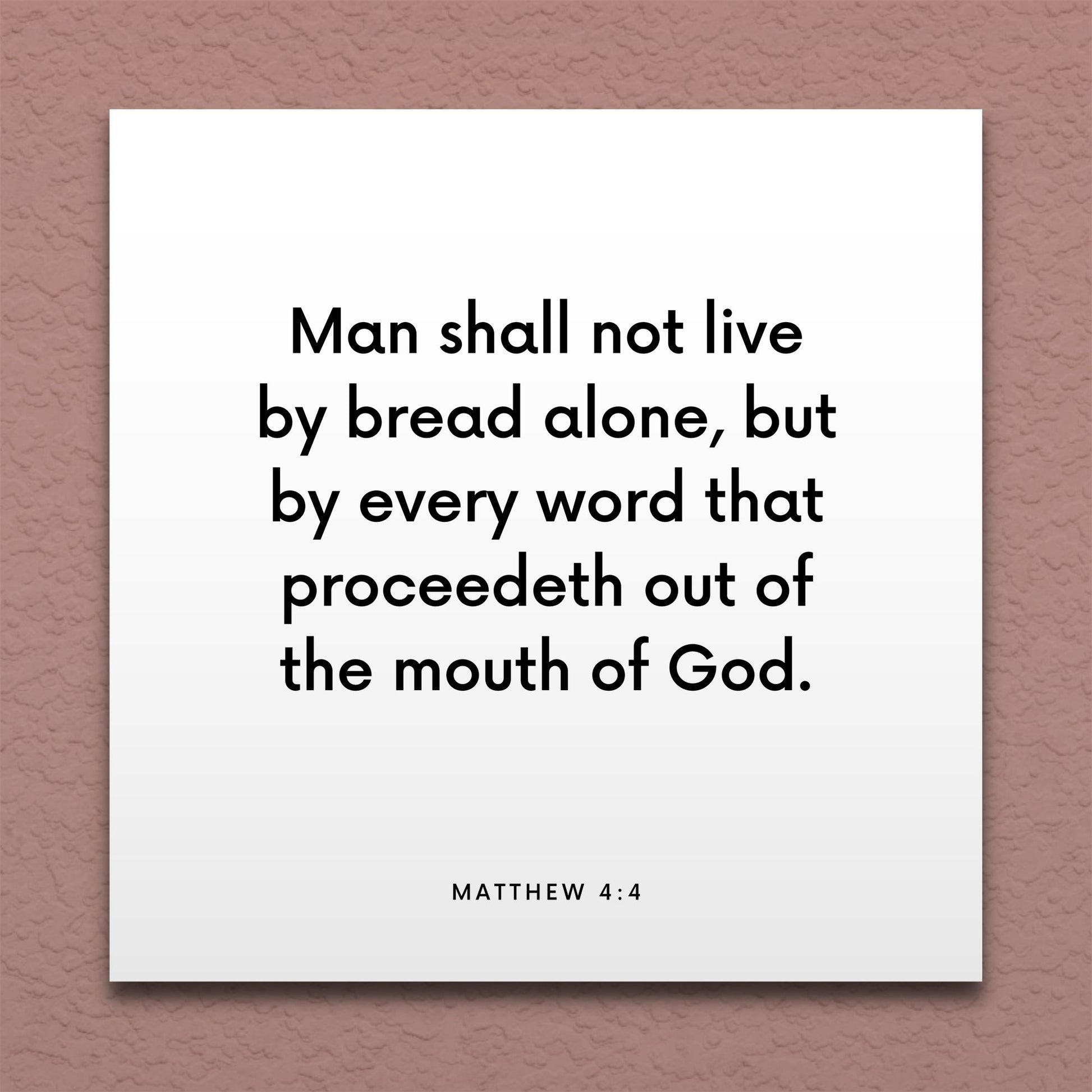 Wall-mounted scripture tile for Matthew 4:4 - "Man shall not live by bread alone, but by every word"