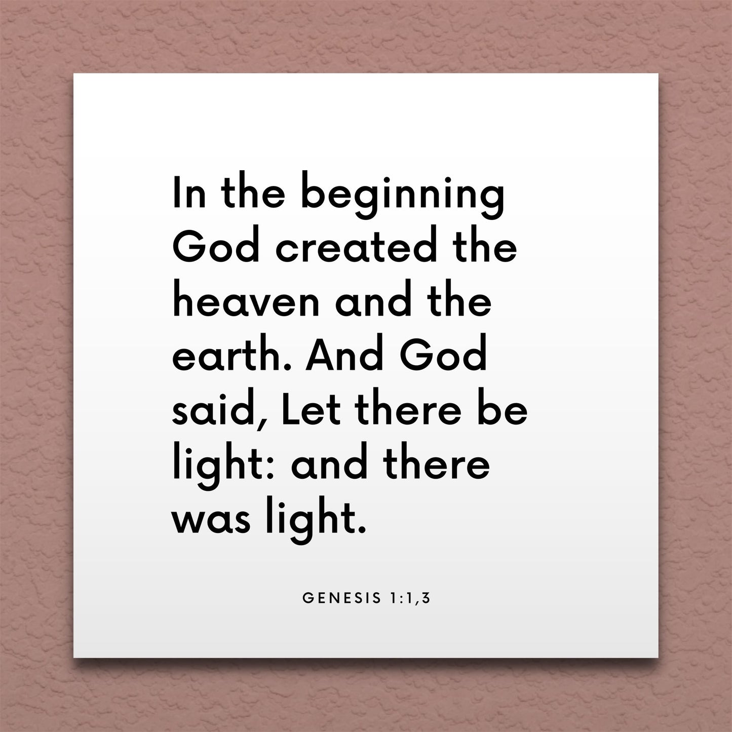 Wall-mounted scripture tile for Genesis 1:1,3 - "And God said, Let there be light"