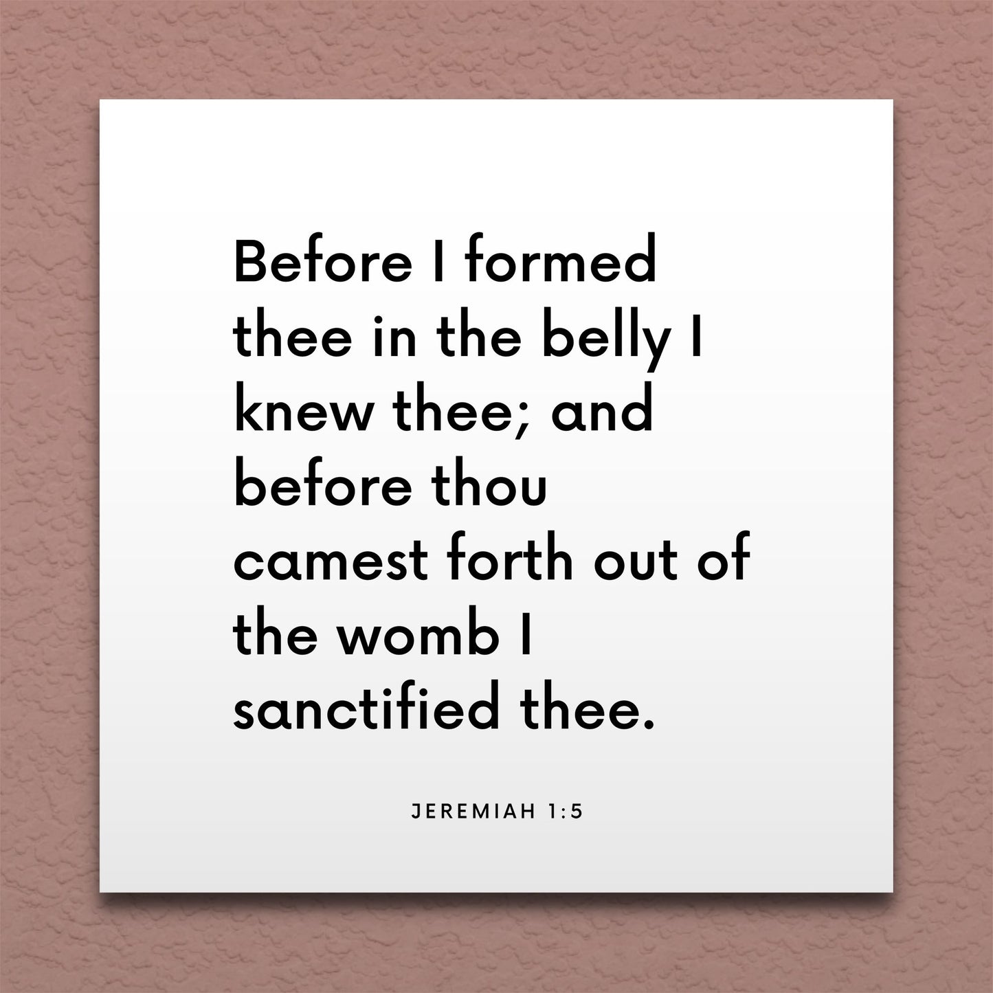 Wall-mounted scripture tile for Jeremiah 1:5 - "Before I formed thee in the belly I knew thee"