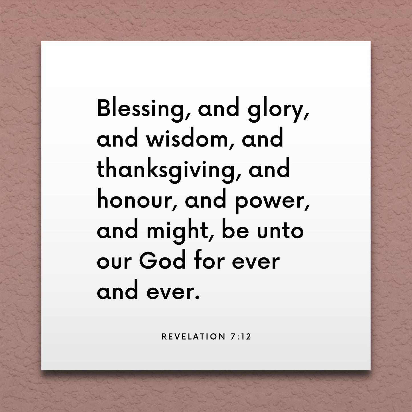 Wall-mounted scripture tile for Revelation 7:12 - "Glory be unto our God for ever and ever"