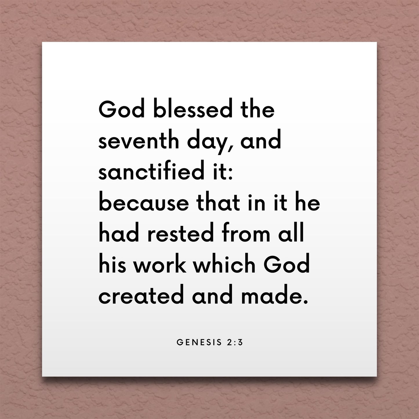 Wall-mounted scripture tile for Genesis 2:3 - "God blessed the seventh day, and sanctified it"
