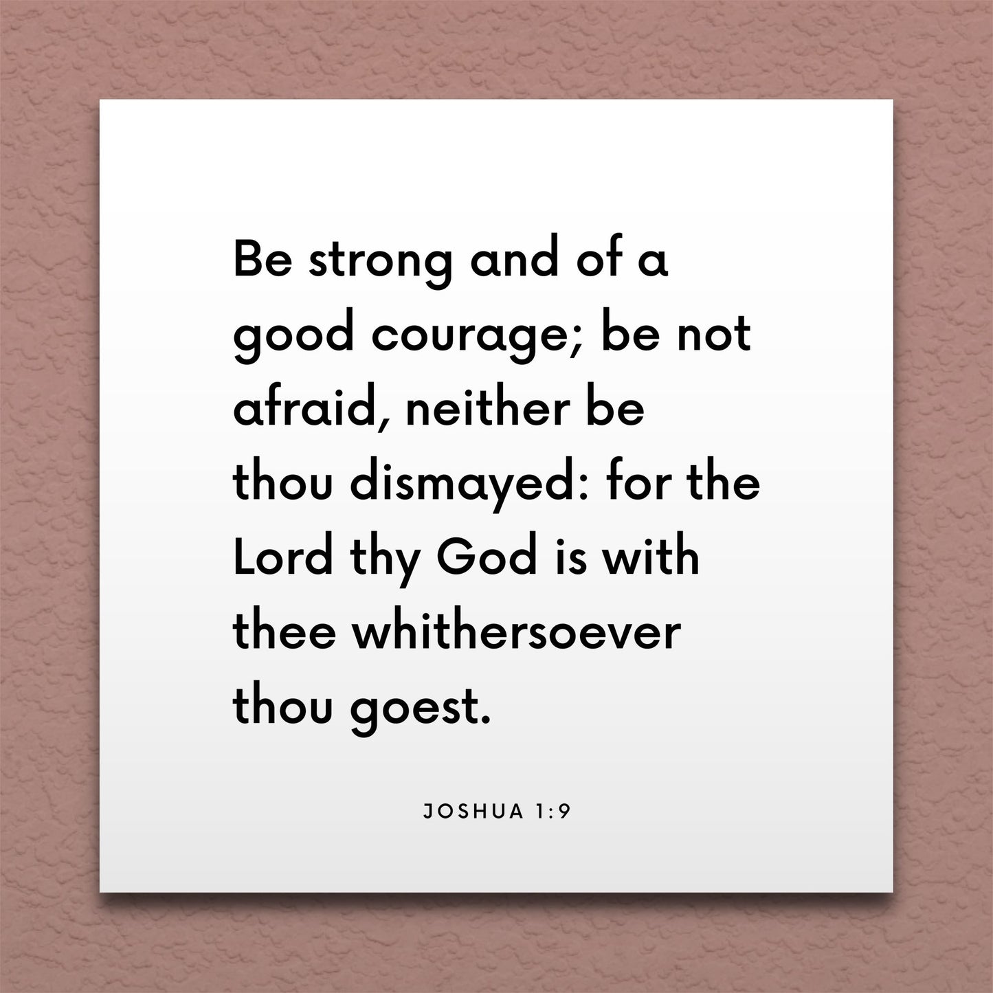 Wall-mounted scripture tile for Joshua 1:9 - "Be strong and of a good courage"