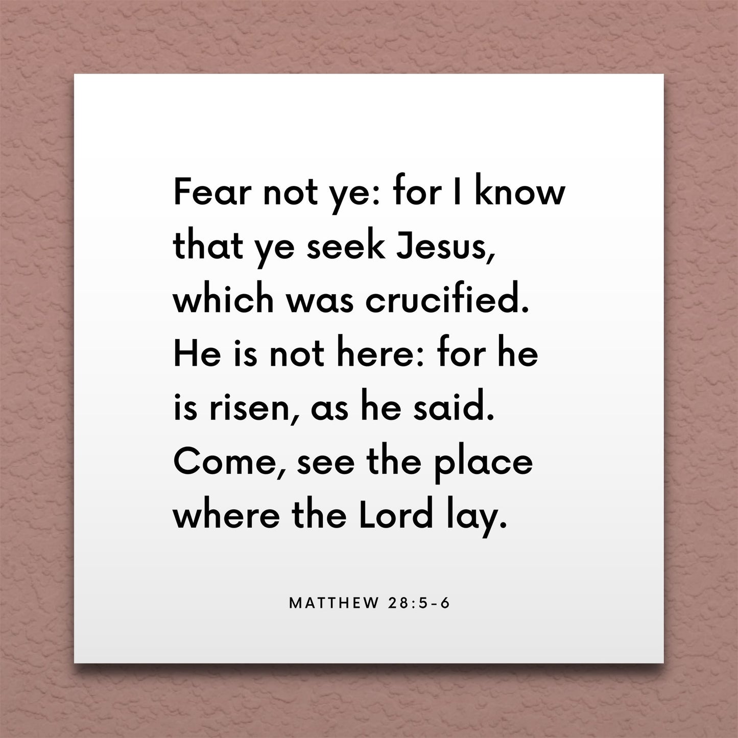 Wall-mounted scripture tile for Matthew 28:5-6 - "He is not here: for he is risen"