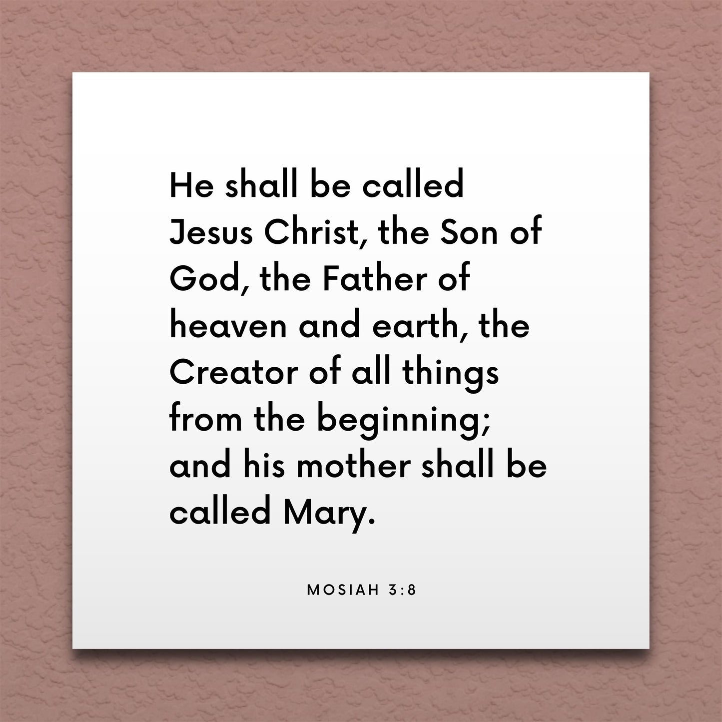 Wall-mounted scripture tile for Mosiah 3:8 - "He shall be called Jesus Christ, the Son of God"