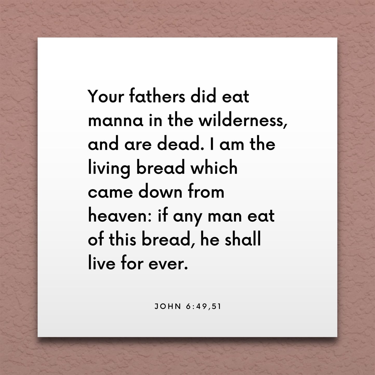 Wall-mounted scripture tile for John 6:49,51 - "I am the living bread which came down from heaven"