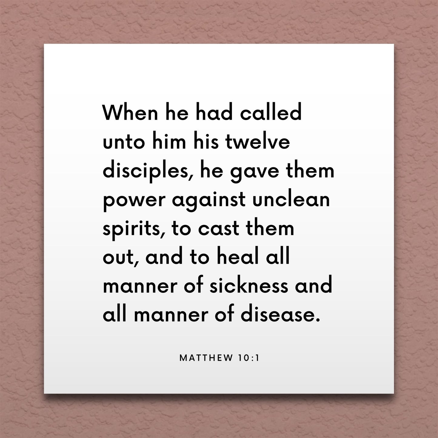 Wall-mounted scripture tile for Matthew 10:1 - "When he had called his twelve disciples, he gave them power"