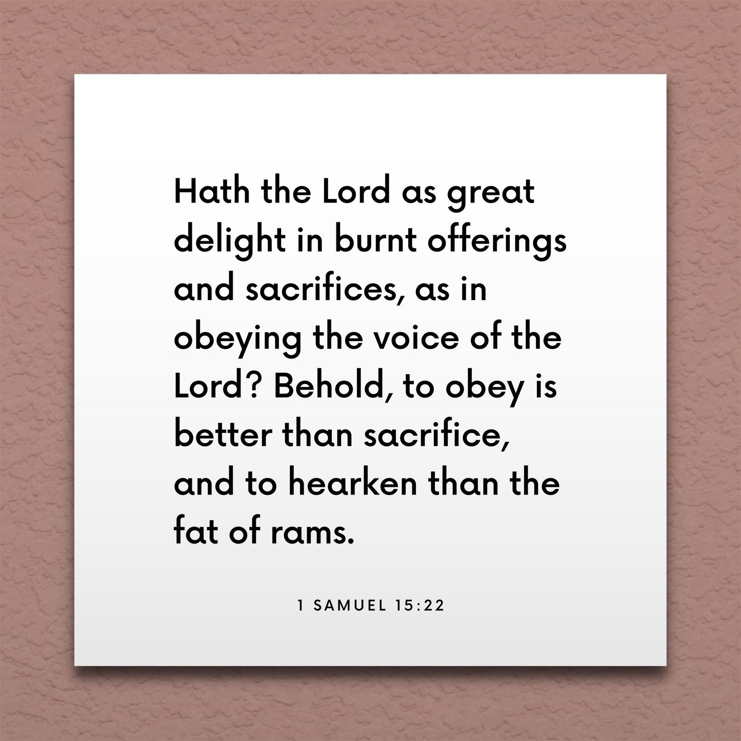 Wall-mounted scripture tile for 1 Samuel 15:22 - "To obey is better than sacrifice"