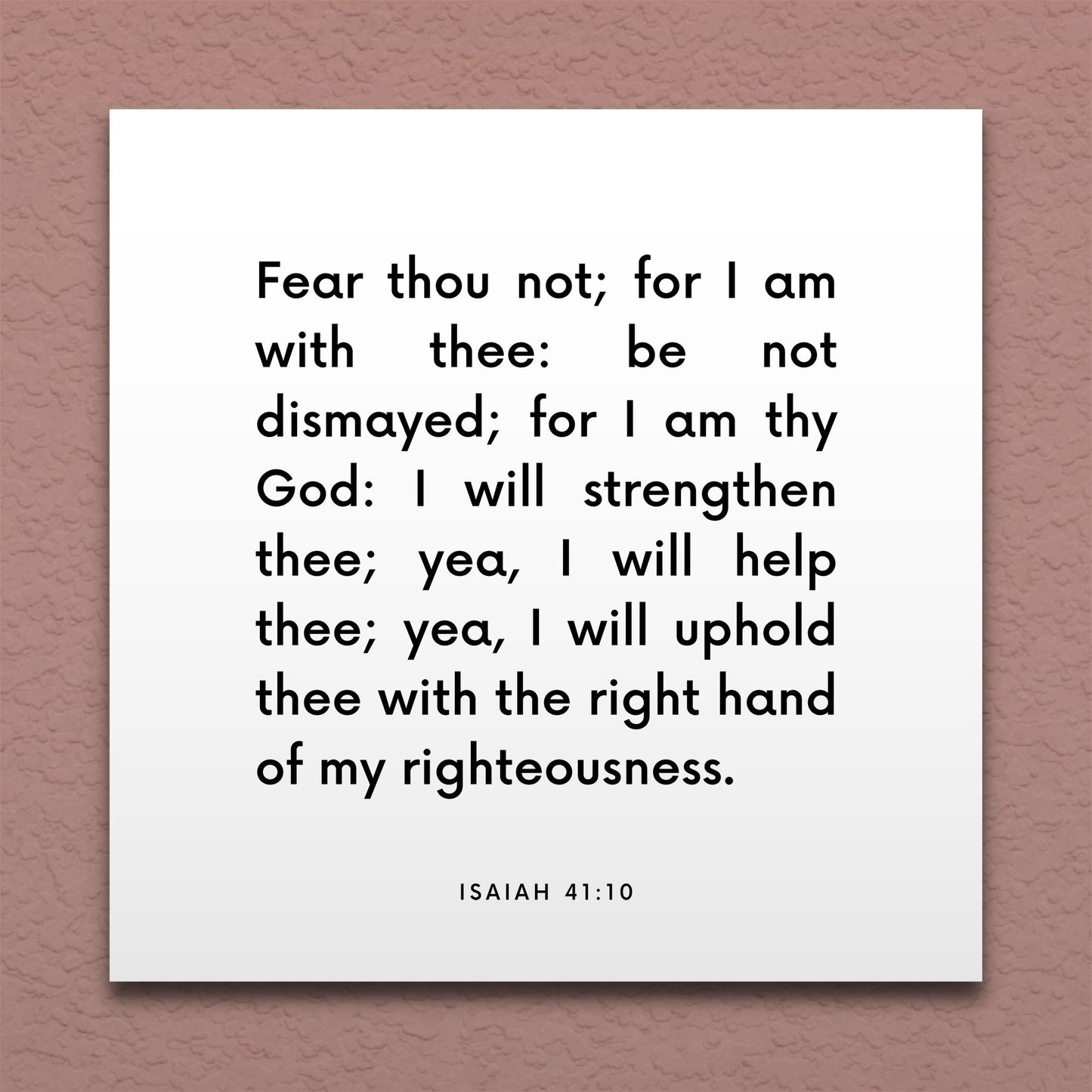 Wall-mounted scripture tile for Isaiah 41:10 - "I will uphold thee with the right hand of my righteousness"