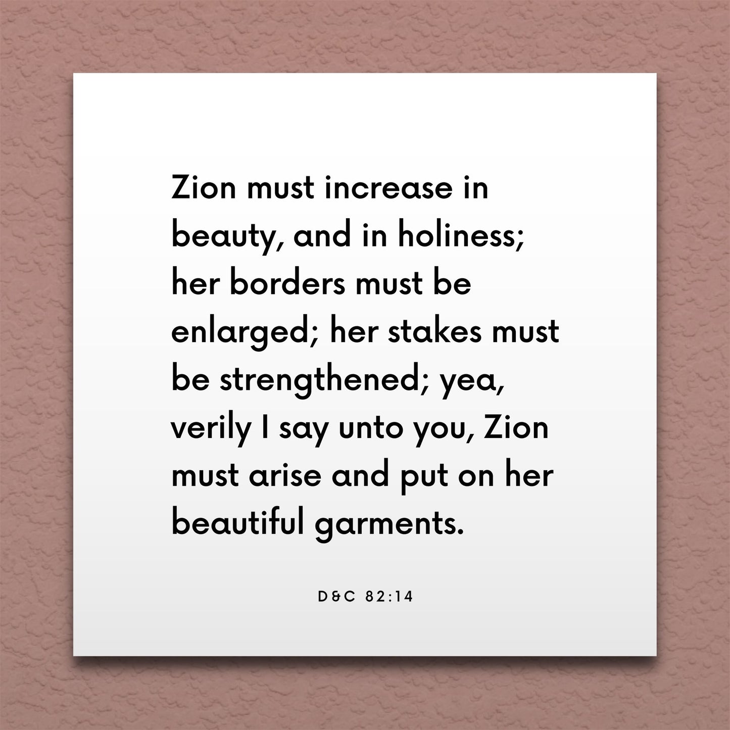 Wall-mounted scripture tile for D&C 82:14 - "Zion must arise and put on her beautiful garments"