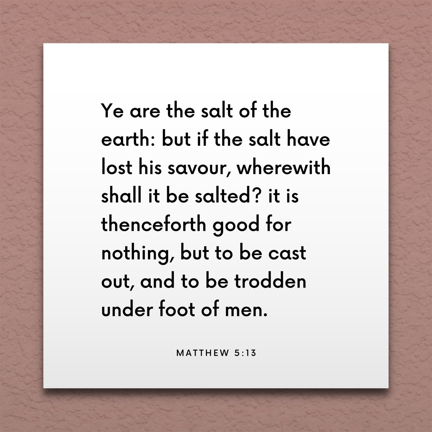 Wall-mounted scripture tile for Matthew 5:13 - "Ye are the salt of the earth"