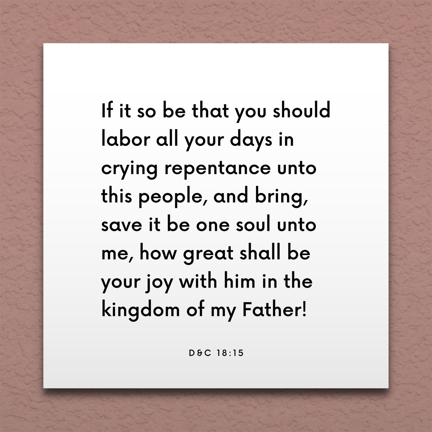 Wall-mounted scripture tile for D&C 18:15 - "How great shall be your joy with him in the kingdom"