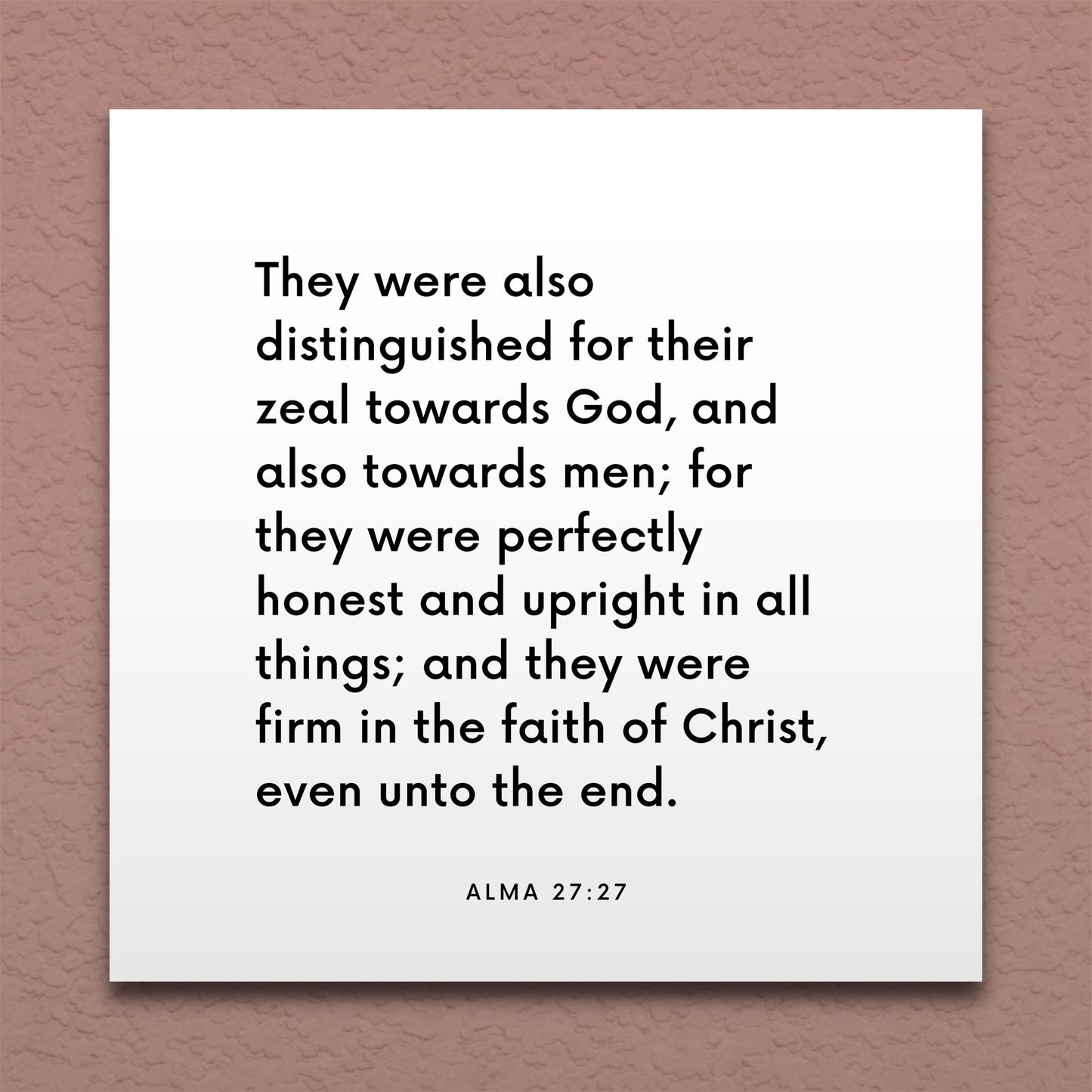 Wall-mounted scripture tile for Alma 27:27 - "They were perfectly honest and upright in all things"
