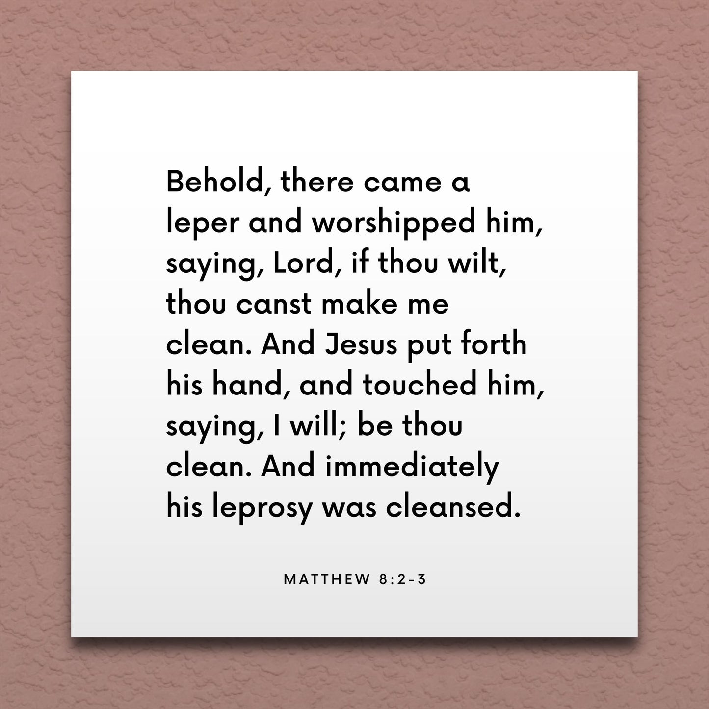 Wall-mounted scripture tile for Matthew 8:2-3 - "Lord, if thou wilt, thou canst make me clean"