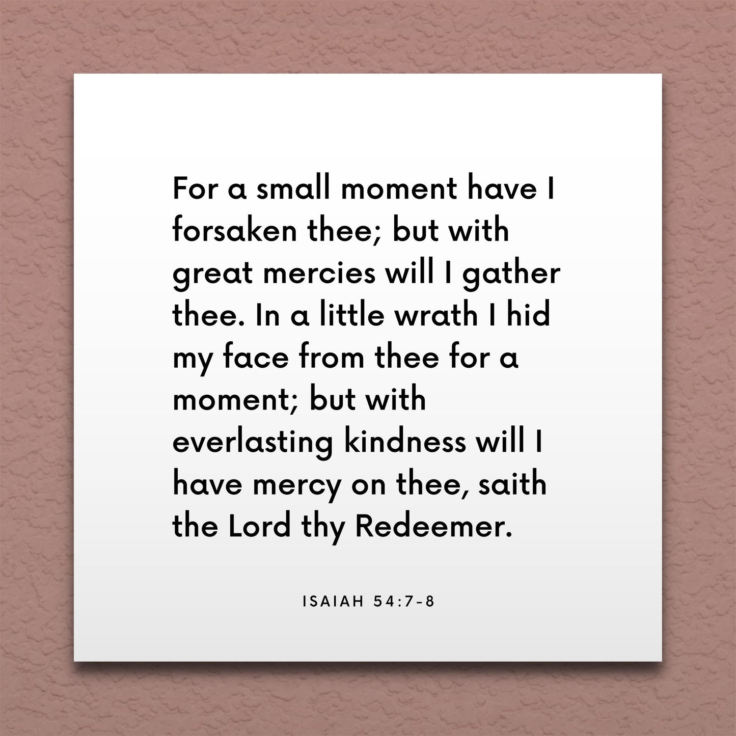 Wall-mounted scripture tile for Isaiah 54:7-8 - "With everlasting kindness will I have mercy on thee"