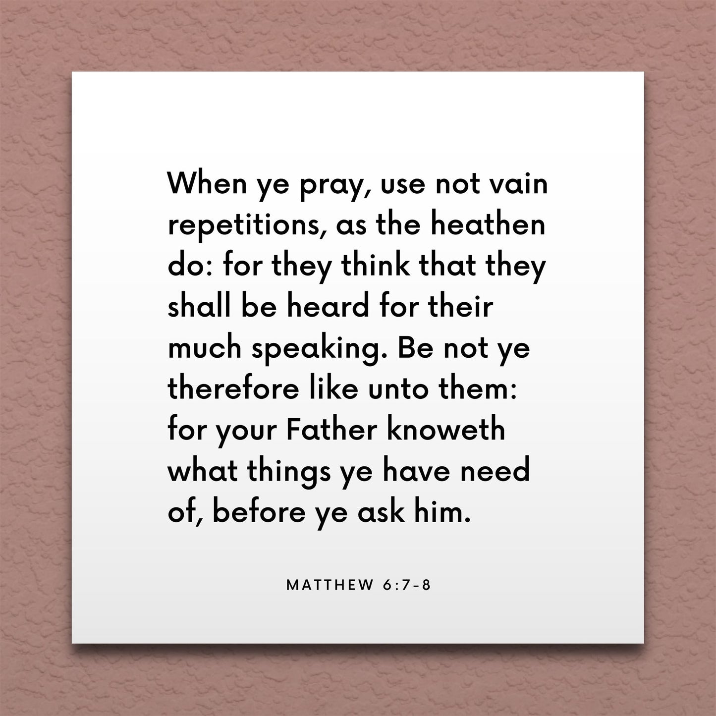 Wall-mounted scripture tile for Matthew 6:7-8 - "Your Father knoweth what things ye have need of"