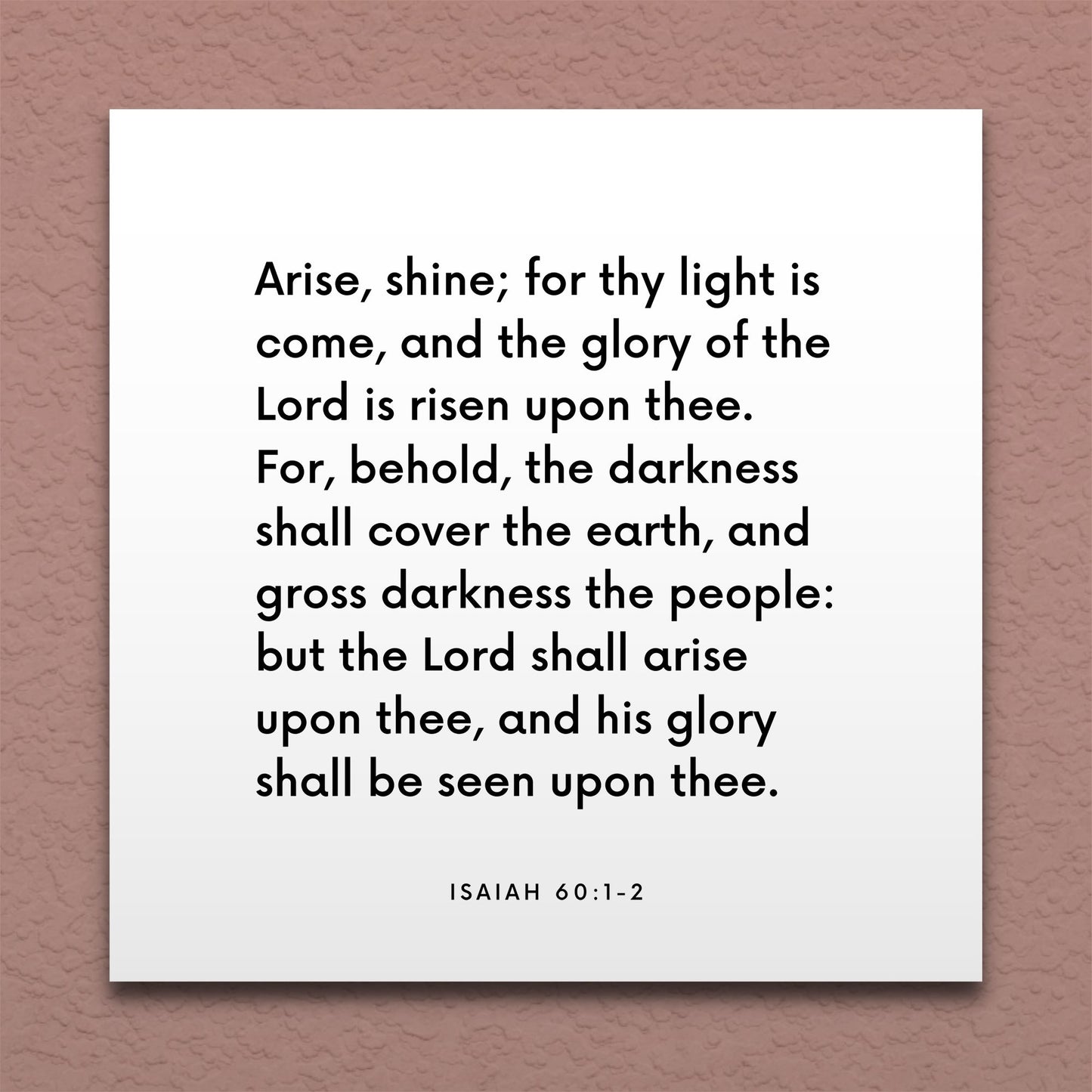 Wall-mounted scripture tile for Isaiah 60:1-2 - "The glory of the Lord is risen upon thee"
