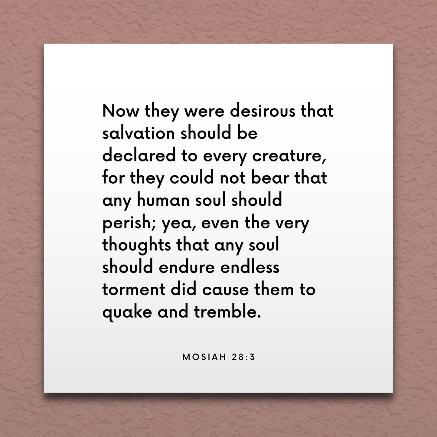 Wall-mounted scripture tile for Mosiah 28:3 - "They could not bear that any human soul should perish"