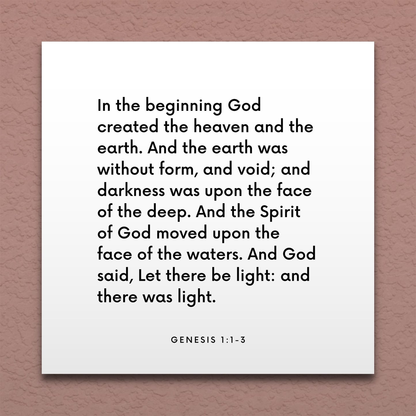 Wall-mounted scripture tile for Genesis 1:1-3 - "In the beginning God created the heaven and the earth"
