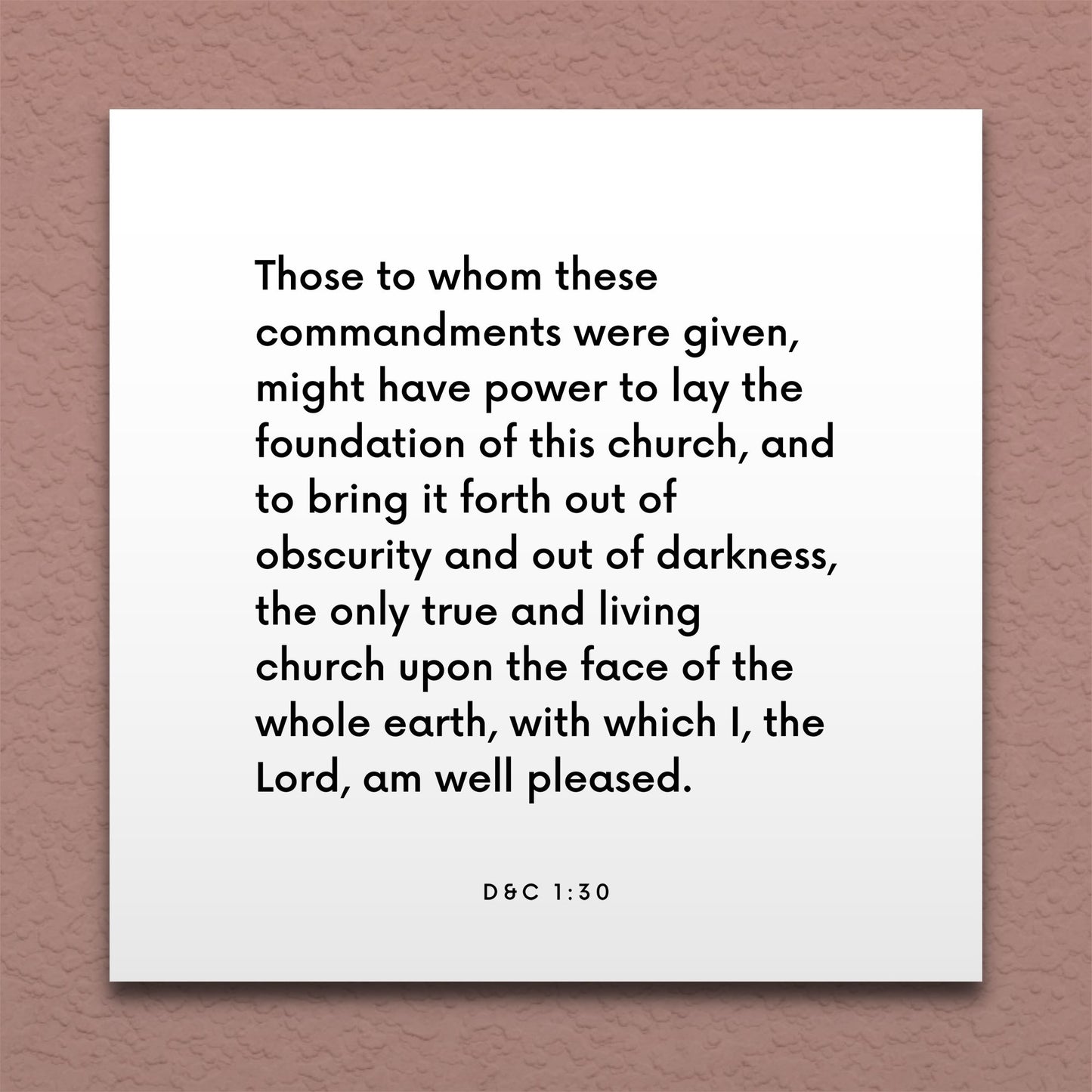 Wall-mounted scripture tile for D&C 1:30 - "The only true and living church"