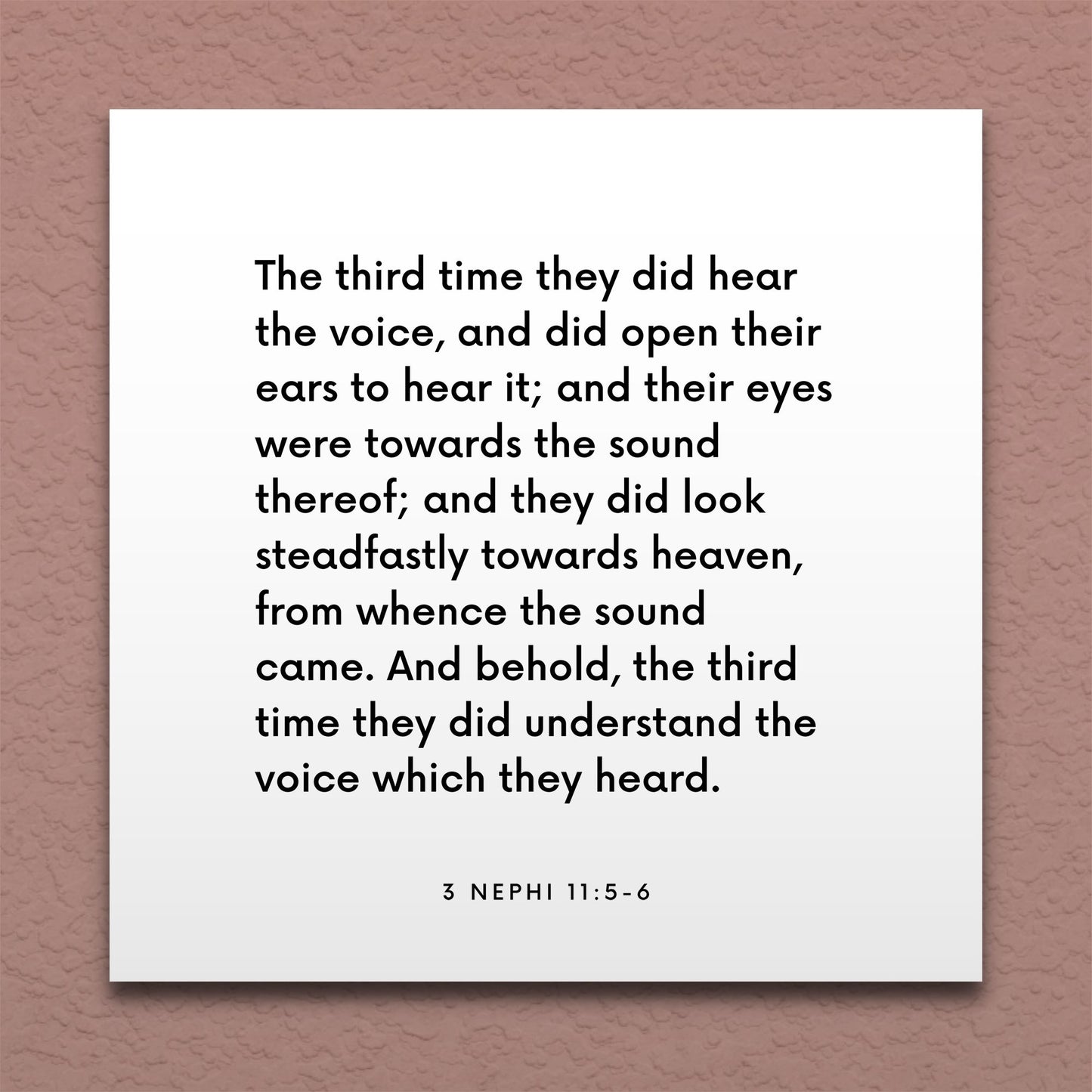 Wall-mounted scripture tile for 3 Nephi 11:5-6 - "They did understand the voice which they heard"