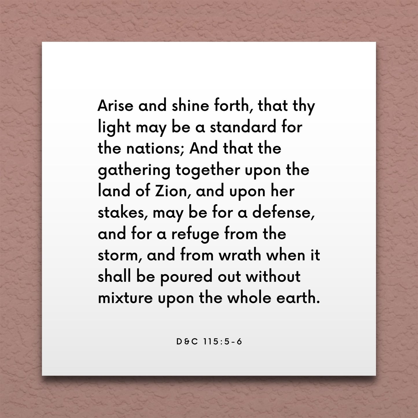 Wall-mounted scripture tile for D&C 115:5-6 - "That the gathering together may be for a defense"