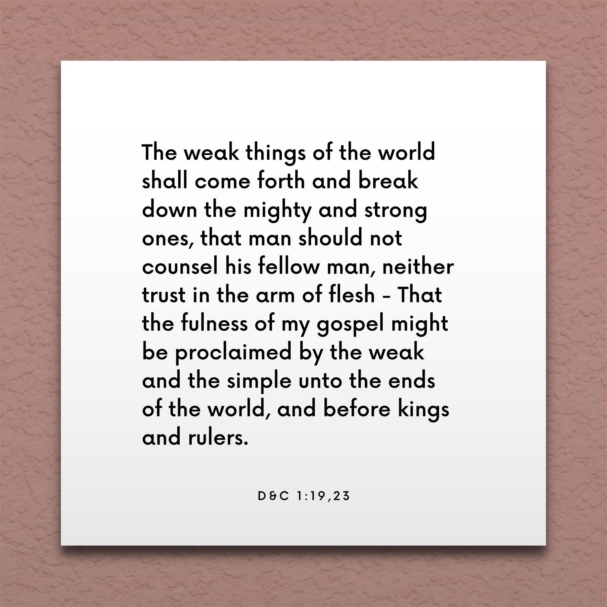 Wall-mounted scripture tile for D&C 1:19,23 - "My gospel might be proclaimed by the weak and the simple"