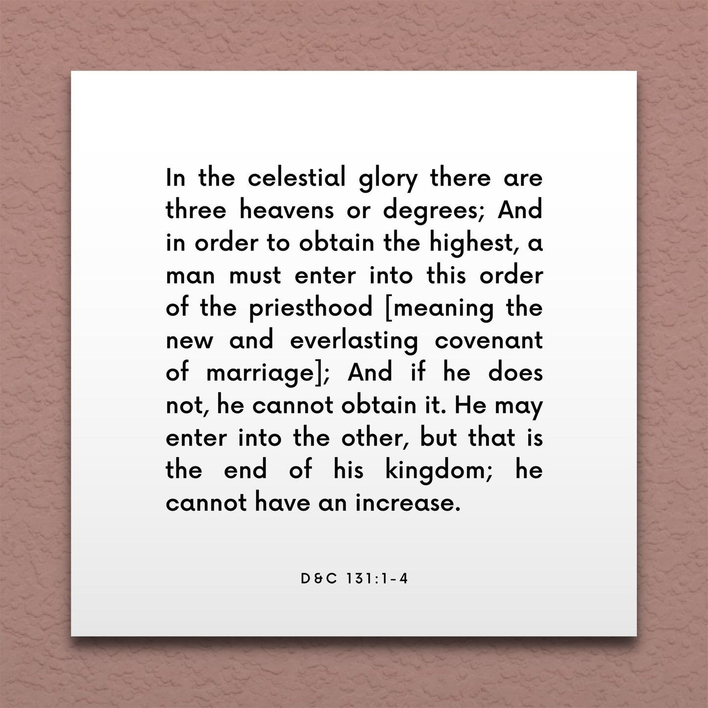 Wall-mounted scripture tile for D&C 131:1-4 - "In the celestial glory there are three heavens or degrees"