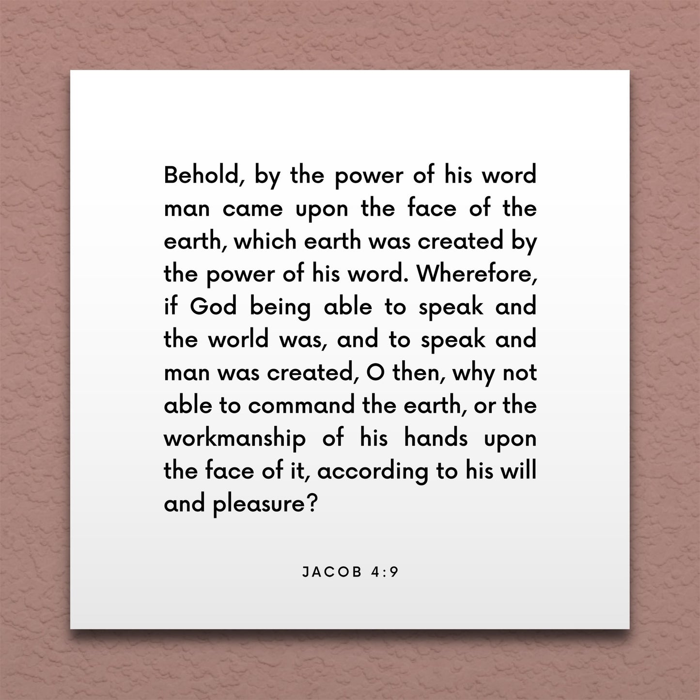 Wall-mounted scripture tile for Jacob 4:9 - "By the power of his word"
