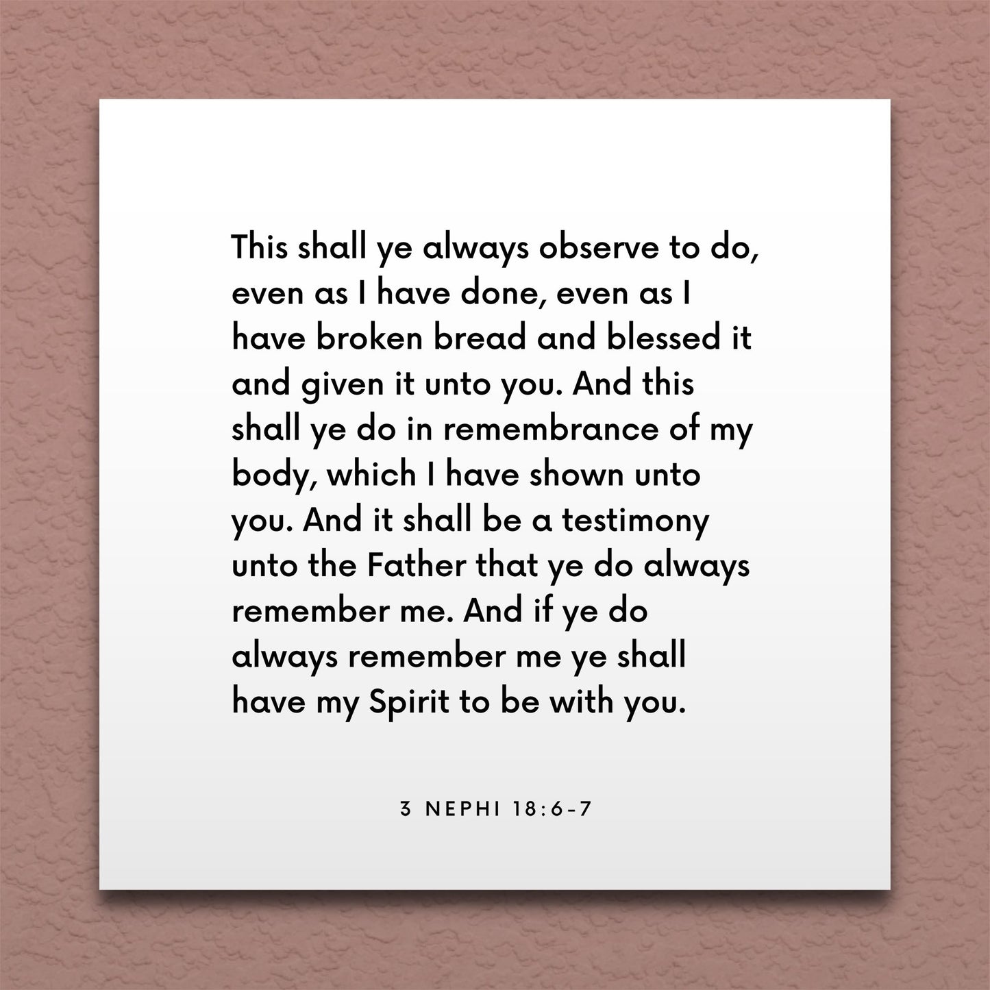 Wall-mounted scripture tile for 3 Nephi 18:6-7 - "This shall ye do in remembrance of my body"