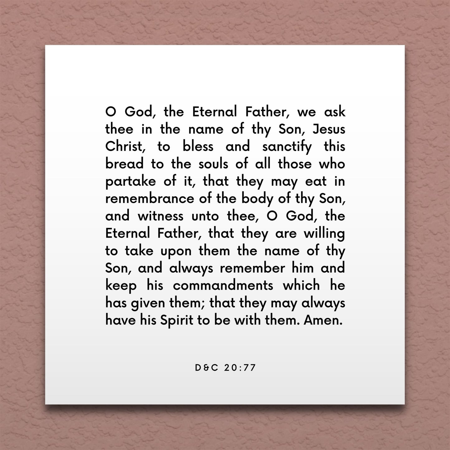 Wall-mounted scripture tile for D&C 20:77 - "We ask thee to bless and sanctify this bread"