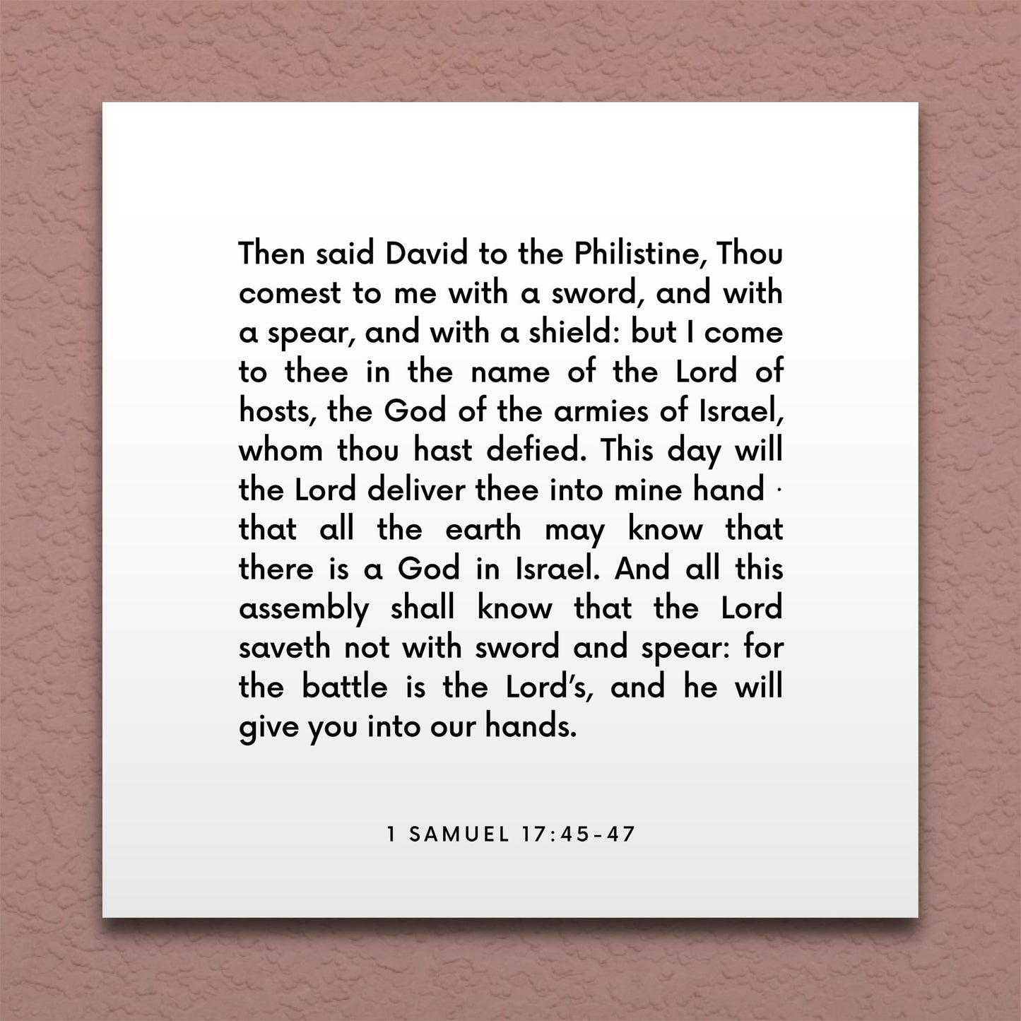 Wall-mounted scripture tile for 1 Samuel 17:45-47 - "That all the earth may know that there is a God in Israel"