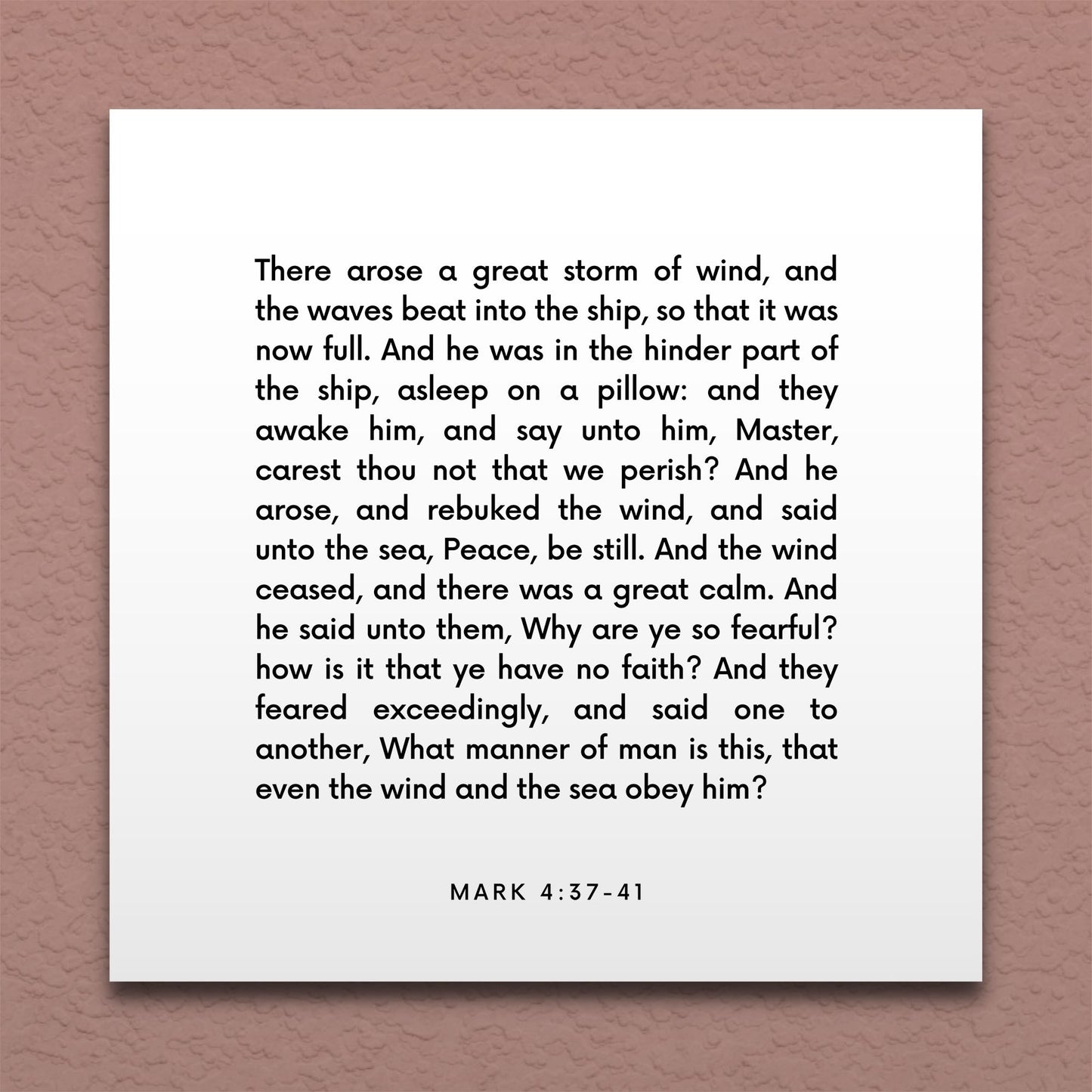 Wall-mounted scripture tile for Mark 4:37-41 - "Even the wind and the sea obey him"