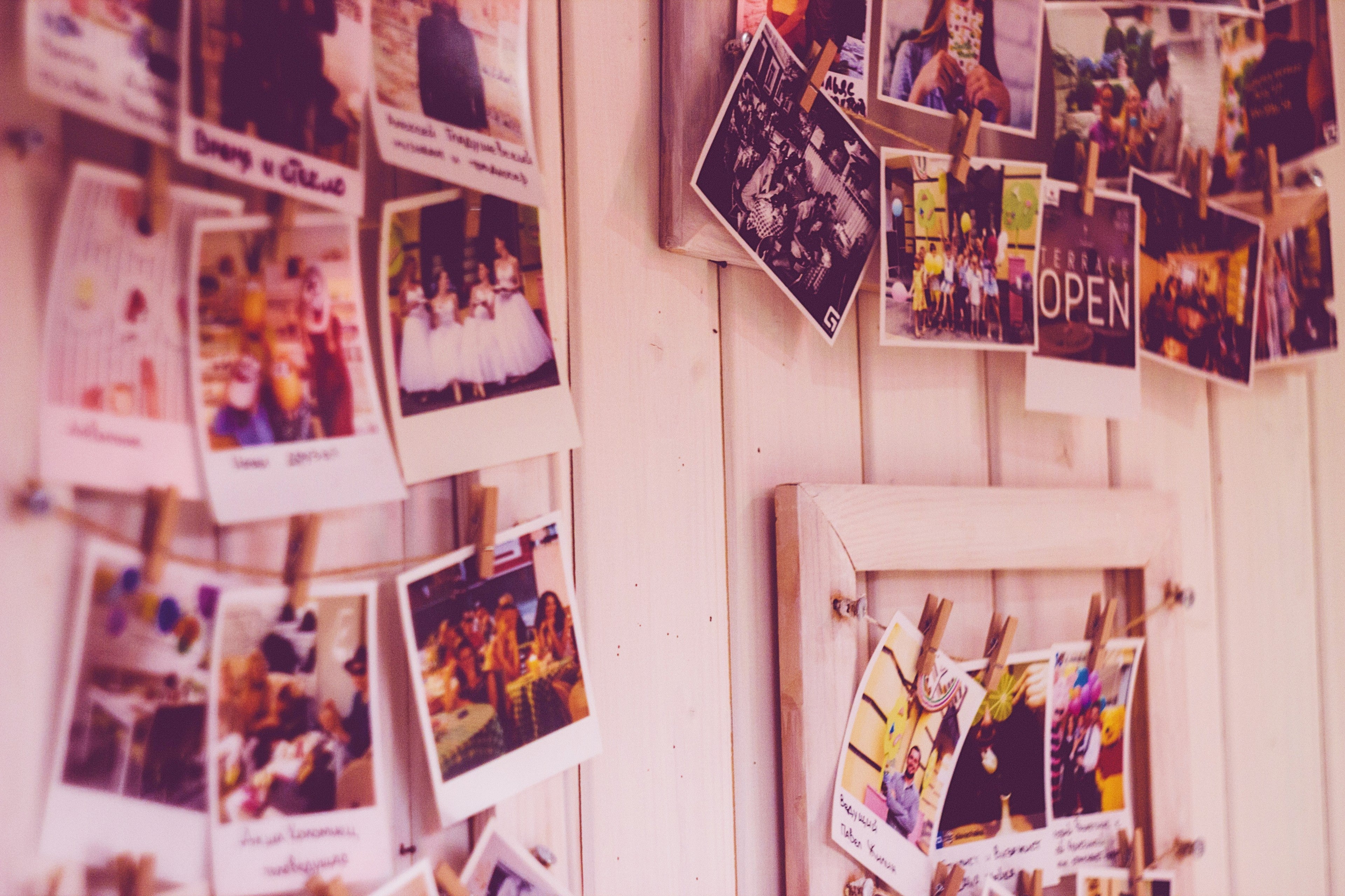 Wall displaying family photos