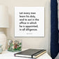 Bedside mouting of the scripture tile for D&C 107:99 - "Let every man learn his duty"