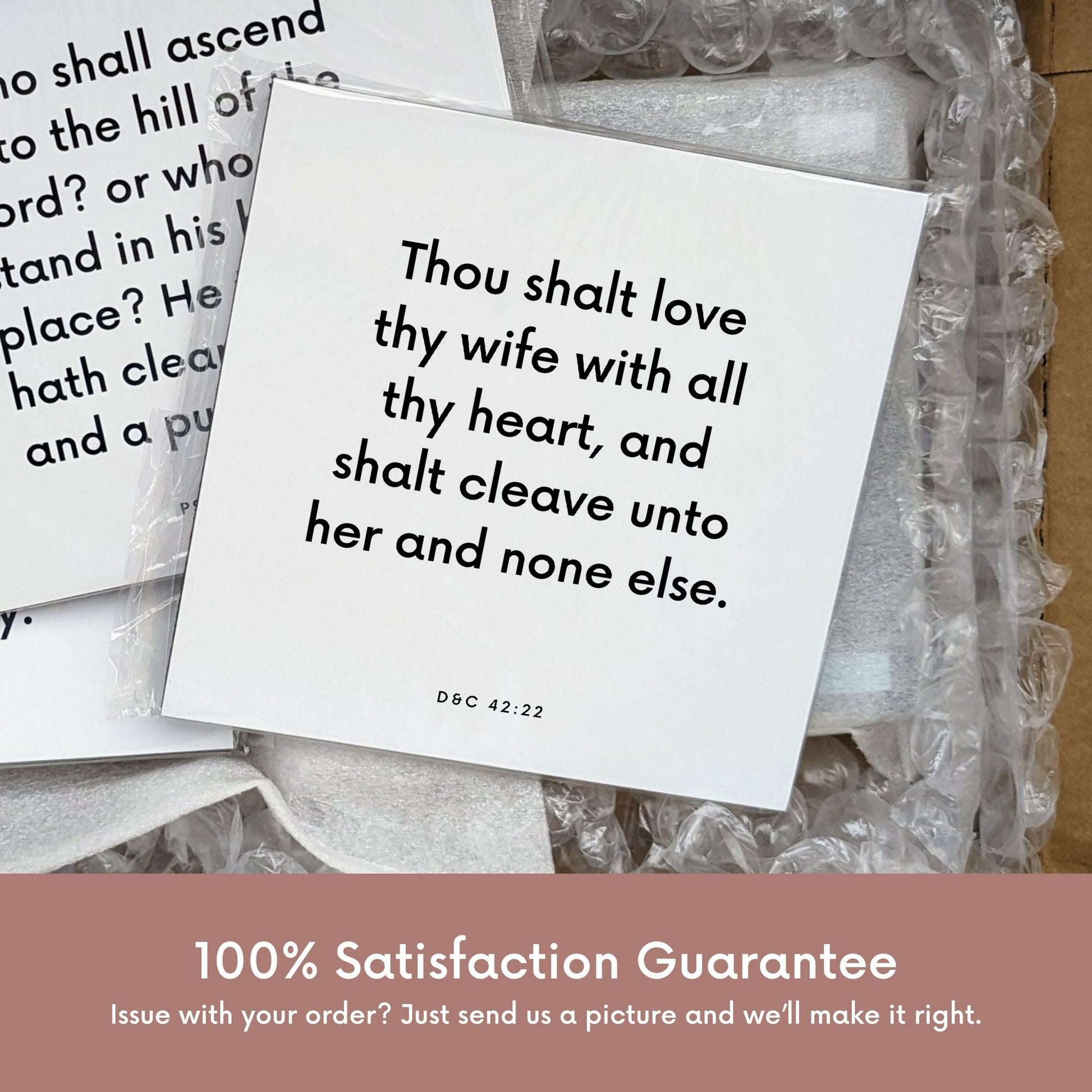 Shipping materials for scripture tile of D&C 42:22 - "Thou shalt love thy wife with all thy heart"