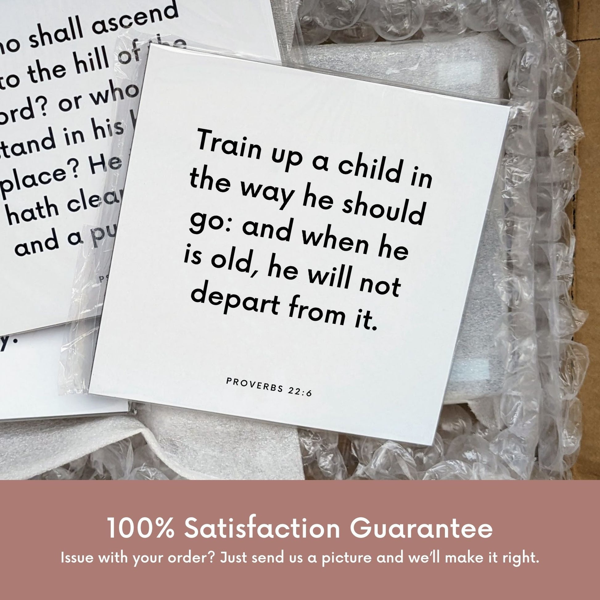 Shipping materials for scripture tile of Proverbs 22:6 - "Train up a child in the way he should go"
