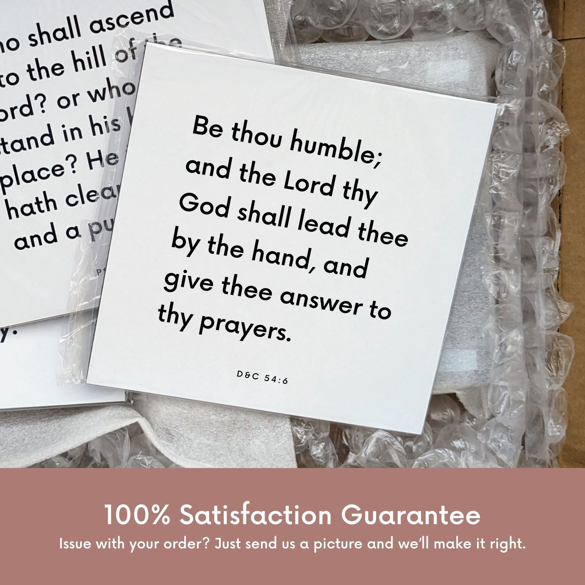 Shipping materials for scripture tile of D&C 112:10 - "Be thou humble; and the Lord thy God shall lead thee"