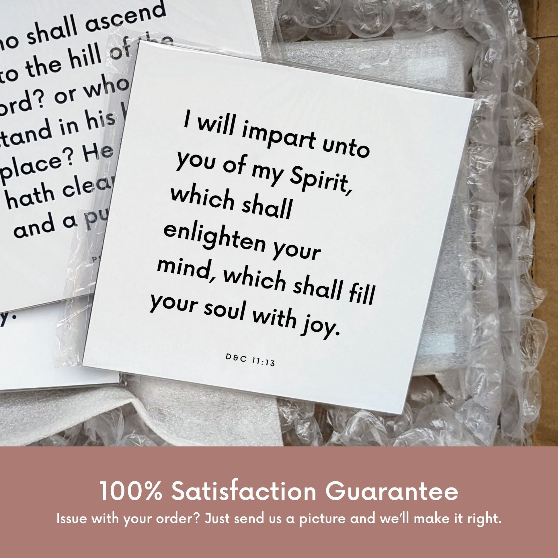 Shipping materials for scripture tile of D&C 11:13 - "I will impart unto you of my Spirit"