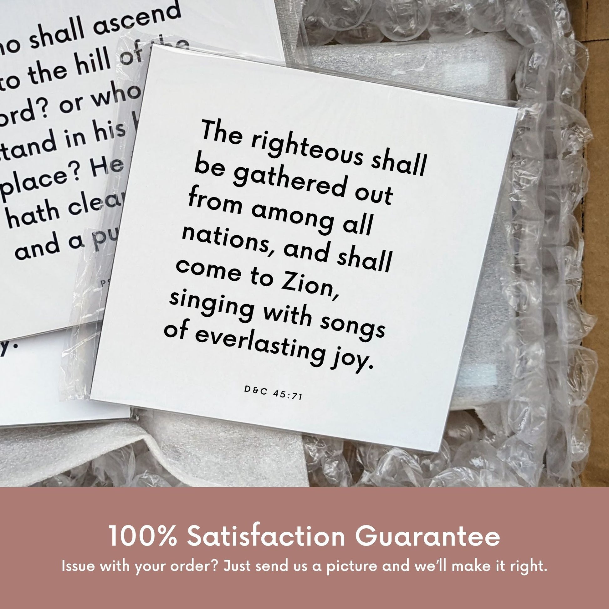 Shipping materials for scripture tile of D&C 45:71 - "The righteous shall be gathered out from among all nations"
