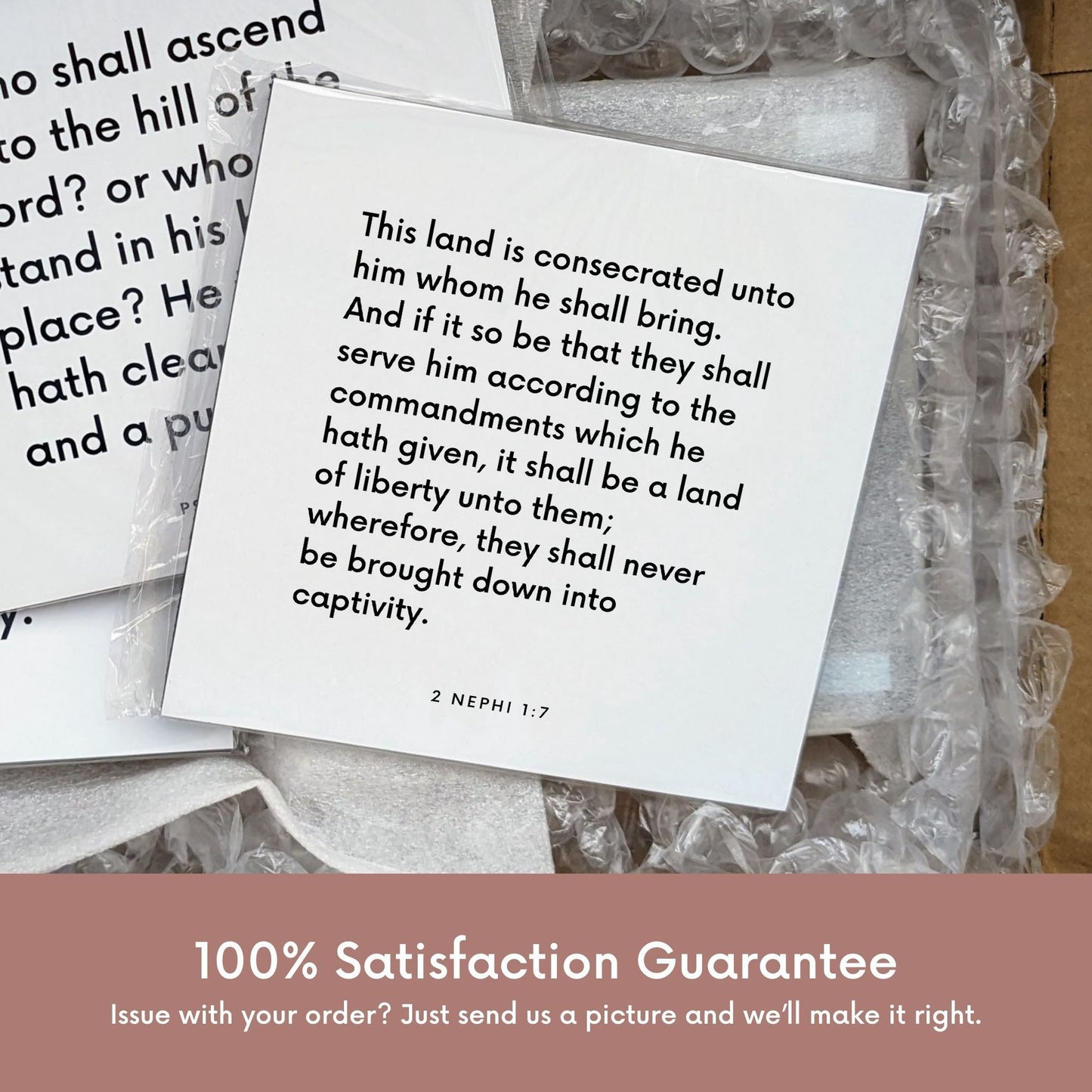 Shipping materials for scripture tile of 2 Nephi 1:7 - "This land is consecrated unto him whom he shall bring"